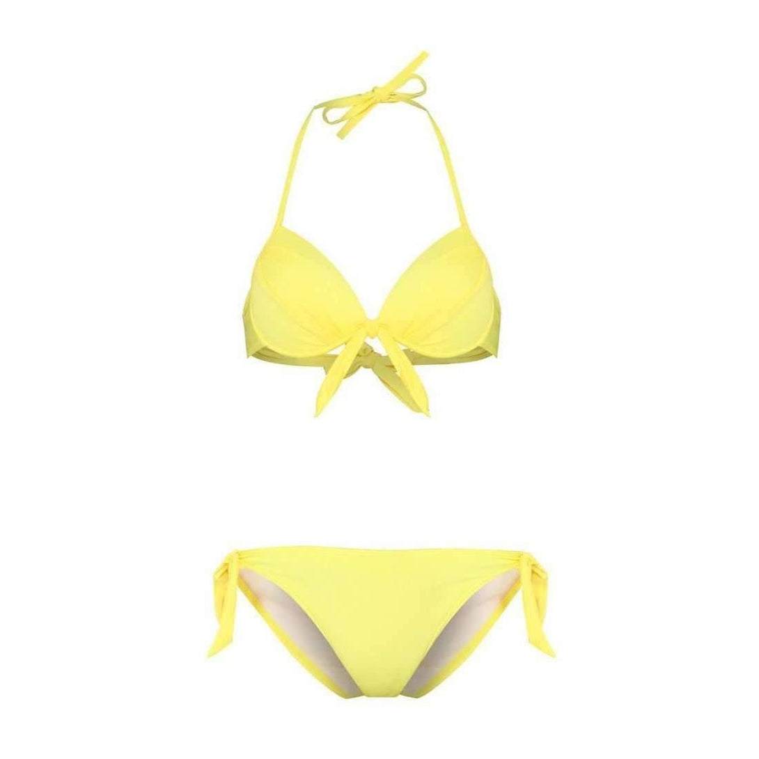 Pink N' Proper:Yellow Basic Push Up Bikini