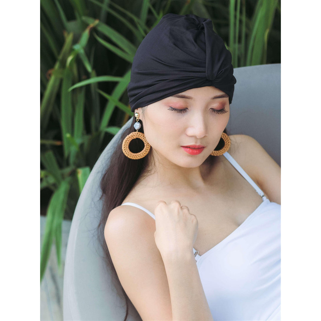 Pink N' Proper:Rhea Instant Turban Swim Cap in Black