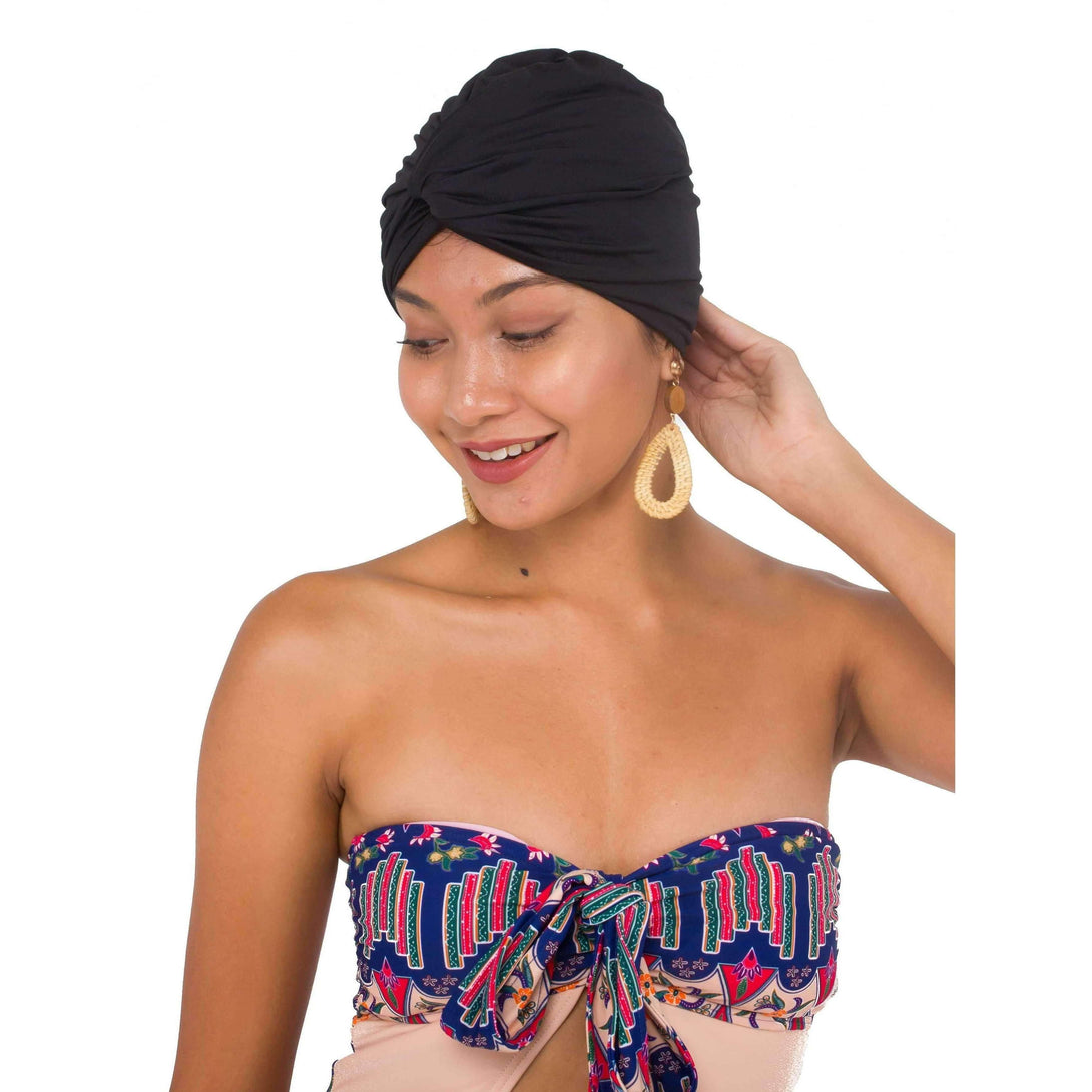 Pink N' Proper:Rhea Instant Turban Swim Cap in Black