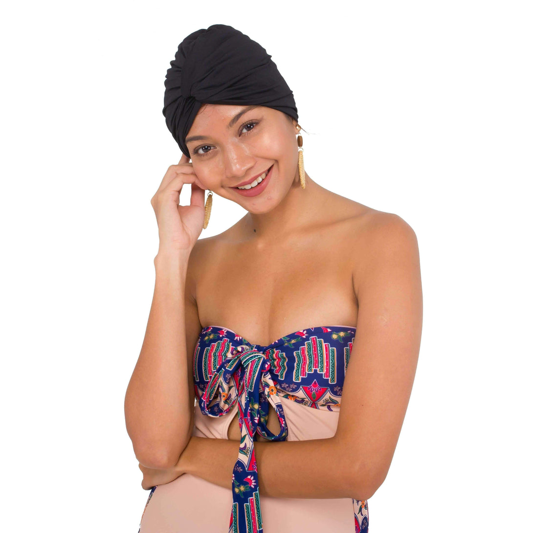 Pink N' Proper:Rhea Instant Turban Swim Cap in Black