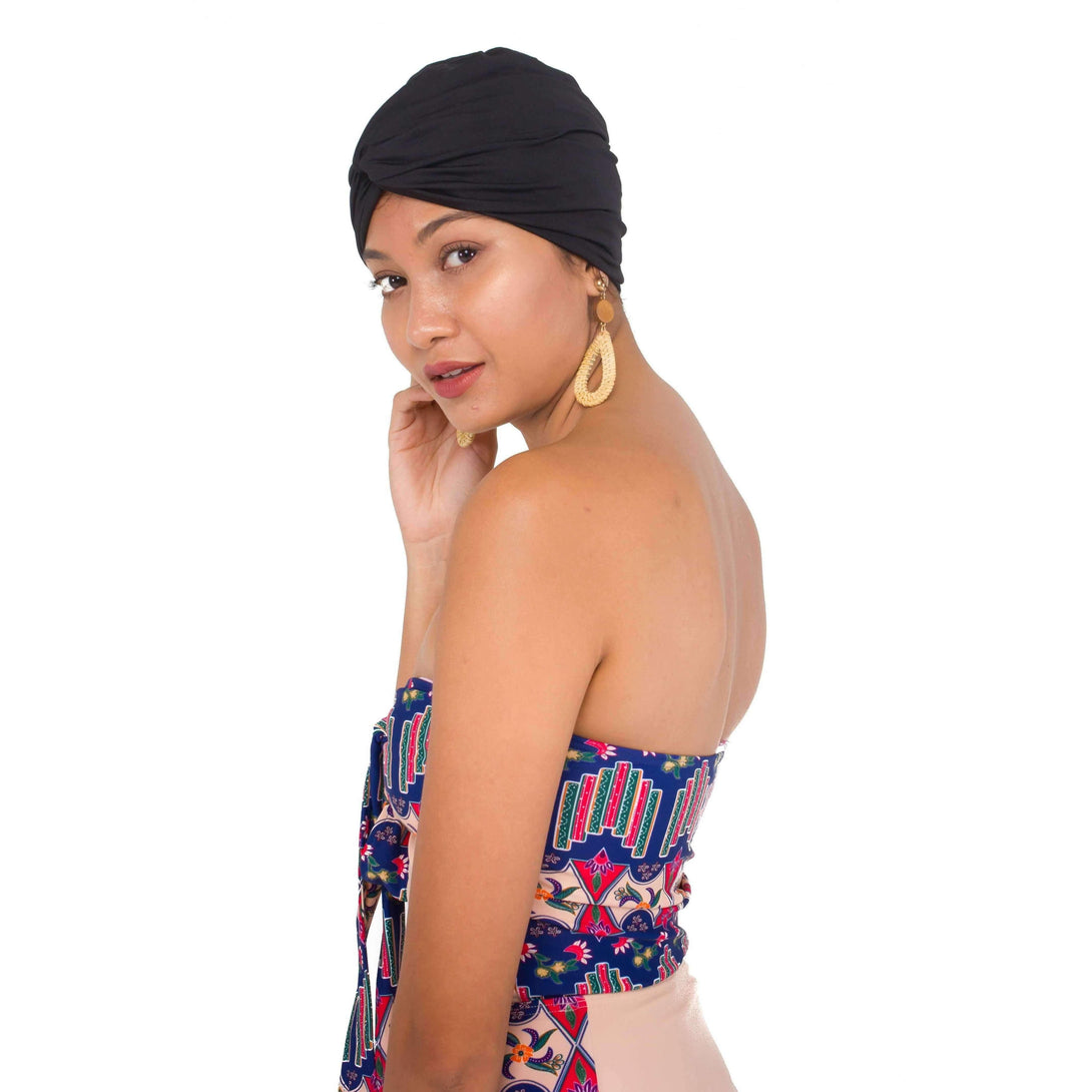 Pink N' Proper:Rhea Instant Turban Swim Cap in Black