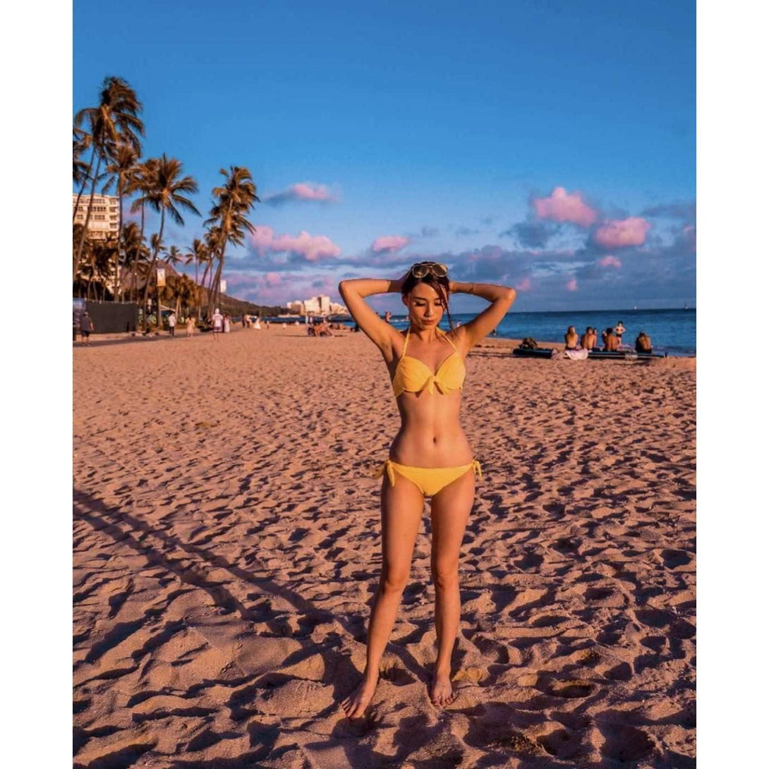 Pink N' Proper:Yellow Basic Push Up Bikini