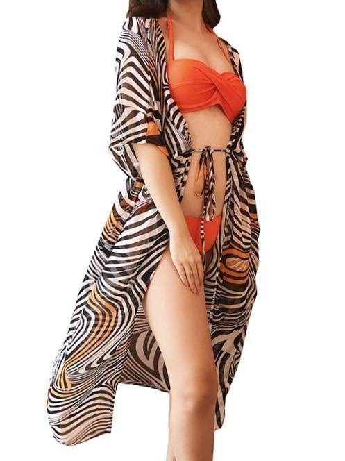 Maurea Stripe Long Beach Kaftan Black White - Pink N' Proper