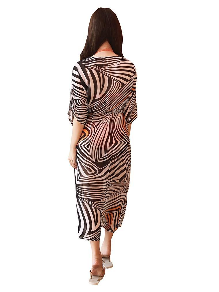 Maurea Stripe Long Beach Kaftan Black White - Pink N' Proper